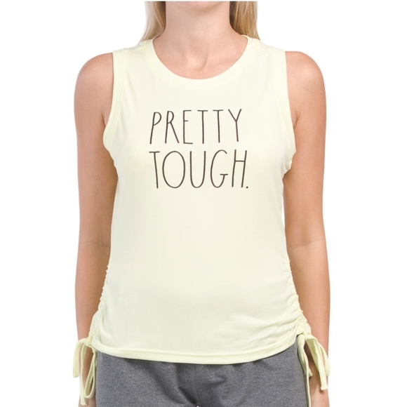 RAE DUNN Felicity Pretty Tough Ruched Side Tie Tank Size L - Picture 3 of 4